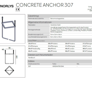 Verankerung Norlys Betonanker | Concrete Anchor 307